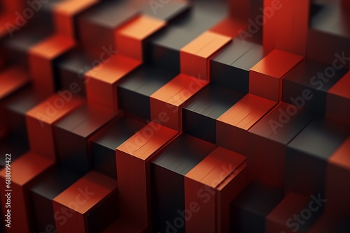 Abstract Red and Black Background with Squares and Rectangles