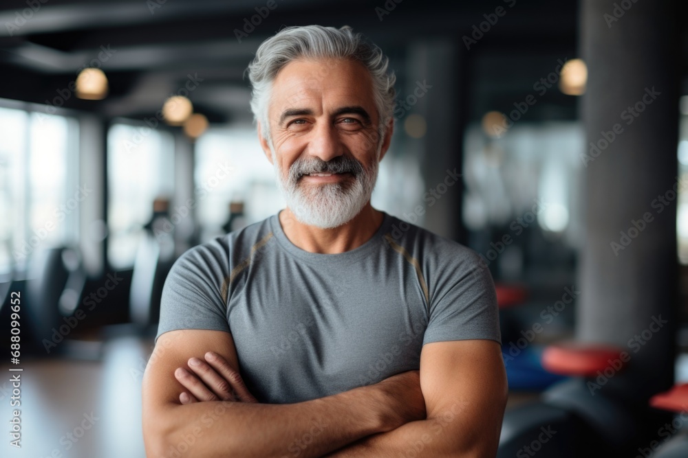 cheerful smiling older man in the gym cheerful smiling older man in the gym