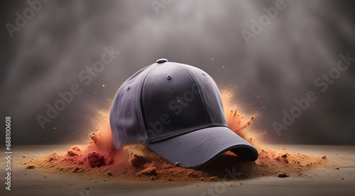 Baseball cap in gray background photo