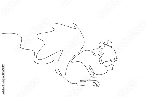 A squirrel is foraging. World Wildlife Day one-line drawing