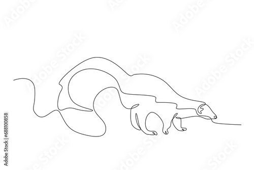 Fototapeta Naklejka Na Ścianę i Meble -  Side view of a mammal. World Wildlife Day one-line drawing