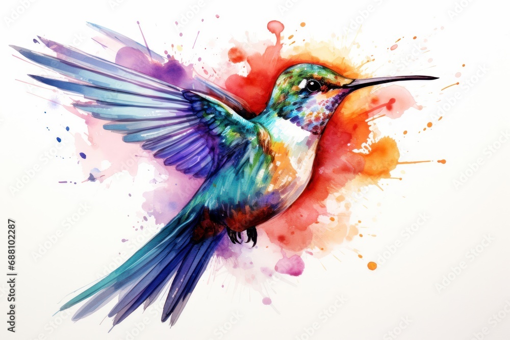 Hummingbird watercolor style illustration