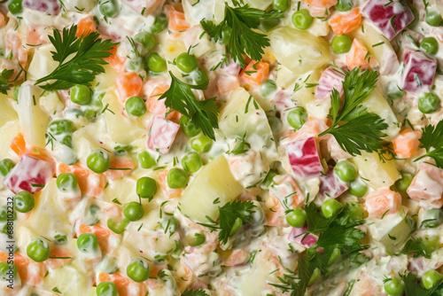 Bowl of russian salad olivier