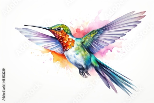Hummingbird watercolor style illustration © happy_lark