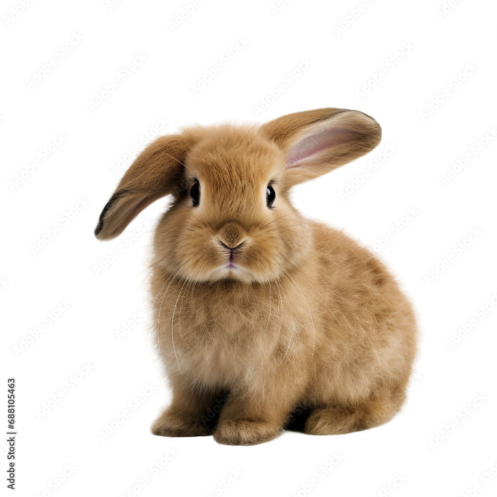 Cuddly Soft Plush Bunny Toy on Transparent Background