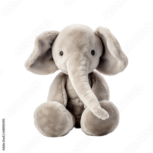 Adorable Soft Stuffed Elephant Toy on Transparent Background