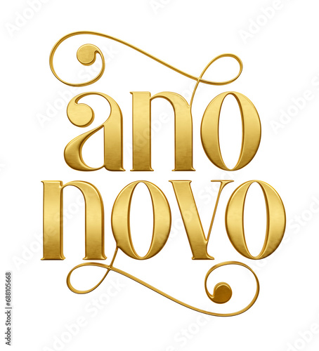 New Year lettering in Brazilian Portuguese 3d render