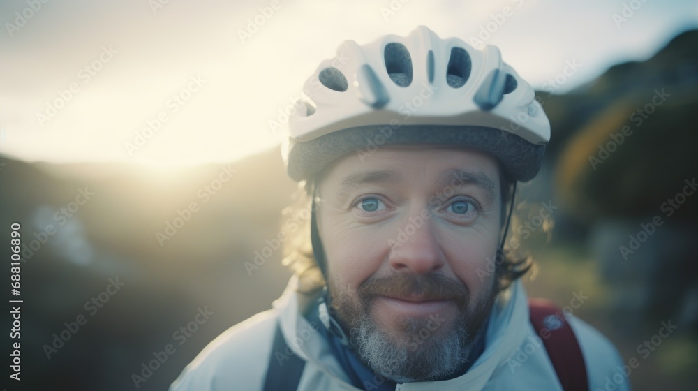 Cyclist man cycling in nature Cyclist man cycling in nature