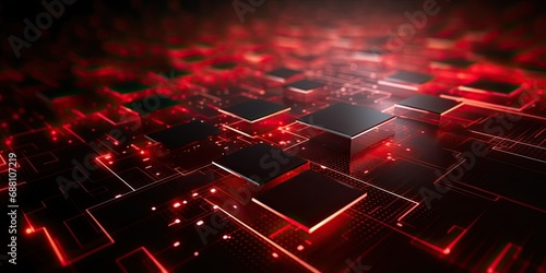 Digital abstract background. Cyber technology future backdrop. Futuristic red light, concept of internet