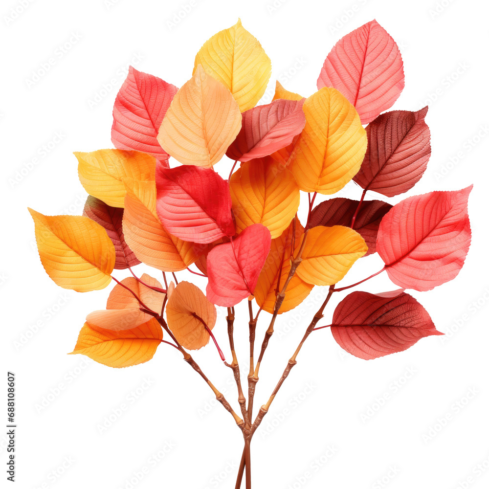 Obraz premium branch of autumn leaves isolated on a transparent background