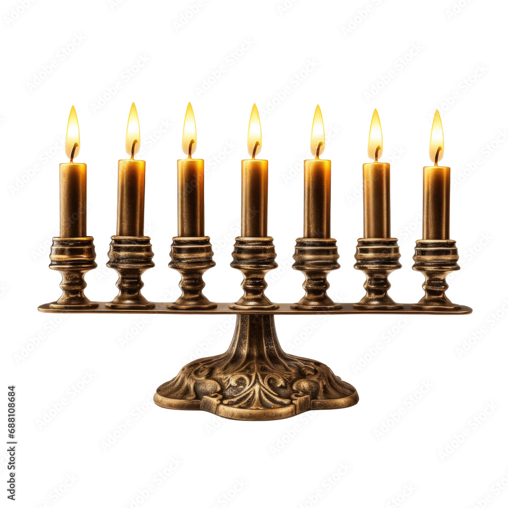 The Menorah, a candle lit stand isolated on a transparent background copy