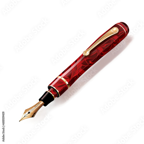 golden fountain pen  isolated on transparent background  3d rendering  realistic illustration  business illustration 