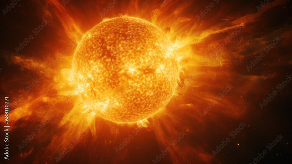 Sun with solar flares