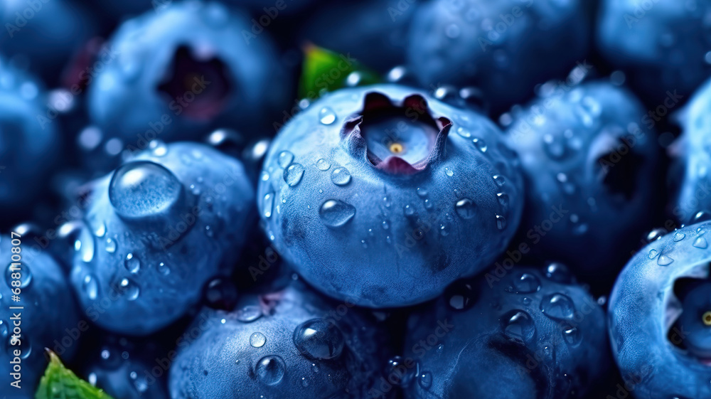 Fresh sweet blueberry fruit and mint leaf with copy space, dessert healthy food Fresh sweet blueberry fruit and mint leaf with copy space, dessert healthy food