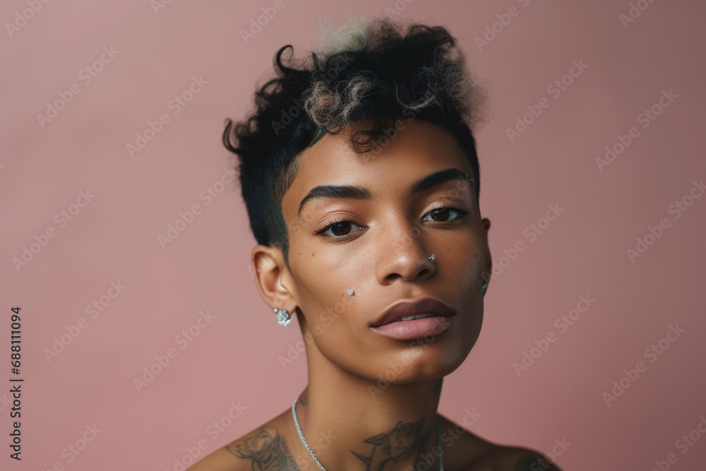 Beautiful young mixed race transgender female posing for studio ...