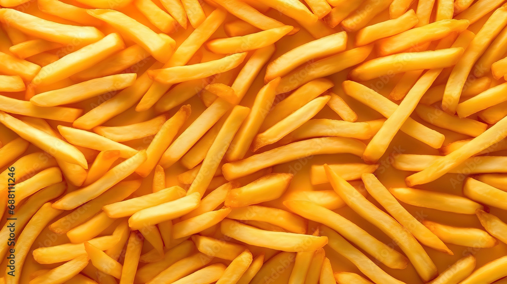 French fries as background, fried potato sticks, golden fries, roasted potatoes, finger chips French fries as background, fried potato sticks, golden fries, roasted potatoes, finger chips