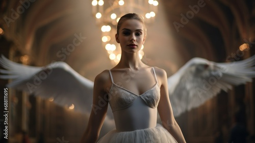Young ballerina performing swan ballet