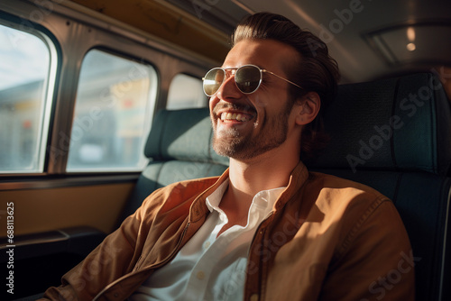Confident businessman traveling by bus © Super2