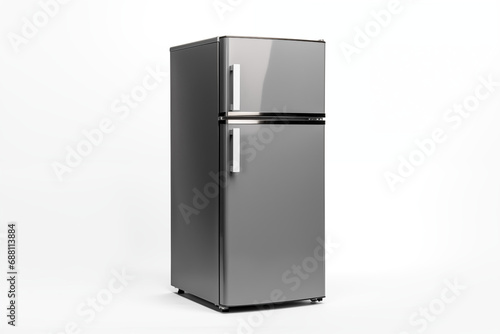 Fridge on white background. gray two-chamber refrigerator on white background.Fridge Isolated on White Background