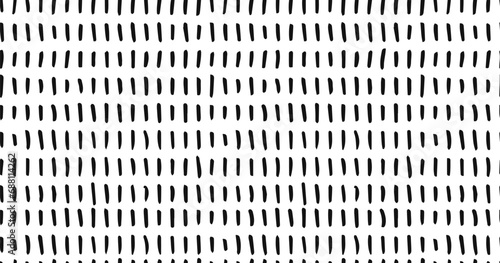 Small dash seamless pattern Dotted lines texture. Black and white hatching doodle organic shapes Short line dashes Brush hand drawn random strokes Fashion retro print design Vector Illustration