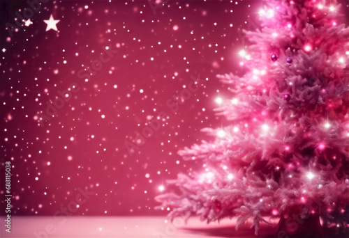 Albero di Natale Rosa Astratto su sfondo rosa III