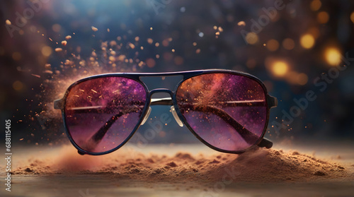 Sunglasses with bokeh background