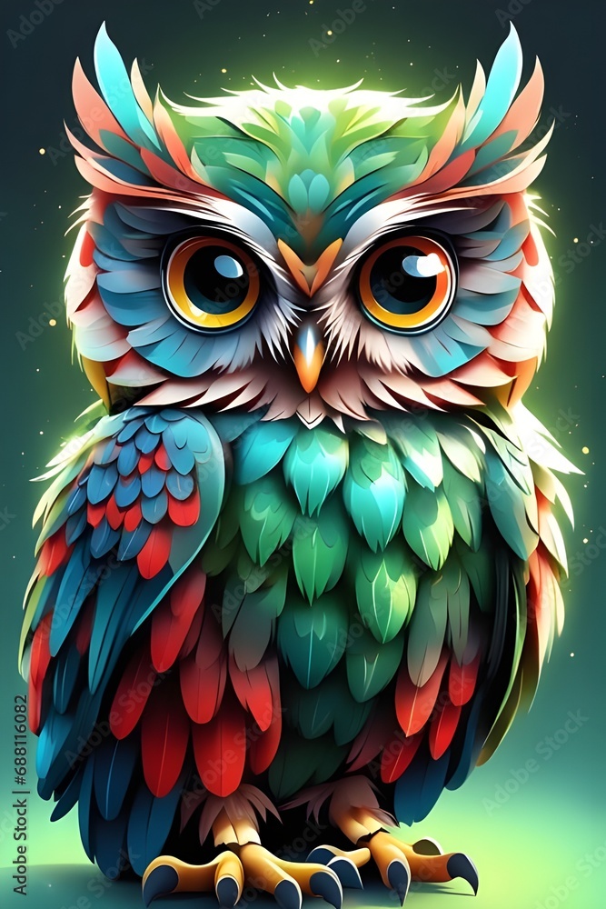Owl wallpaper with colorful feathers,, Background, High quality, Neon colores Owl wallpaper with colorful feathers,, Background, High quality, Neon colores
