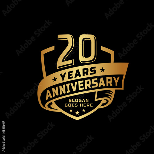 20 years anniversary celebration design template. 20th anniversary logo. Vector and illustration.