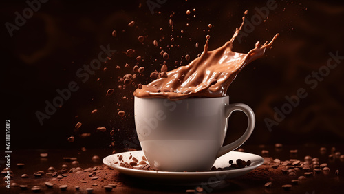 A cup of hot chocolate with splashes photo