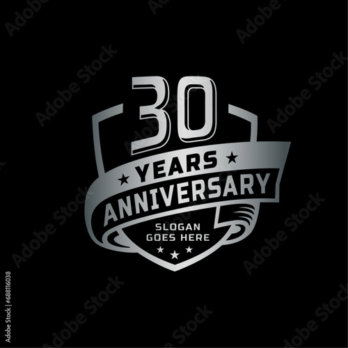 30 years anniversary celebration design template. 30th anniversary logo. Vector and illustration. © JohnyBlack