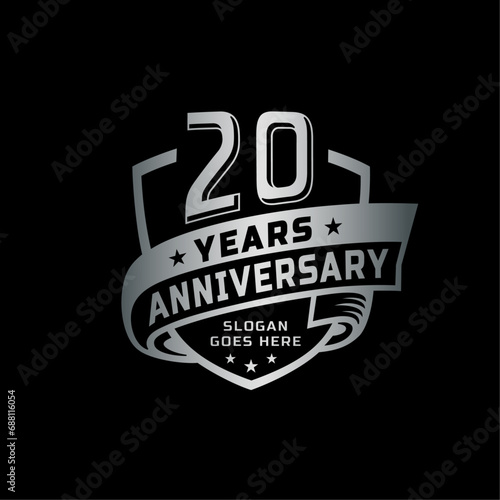 20 years anniversary celebration design template. 20th anniversary logo. Vector and illustration.