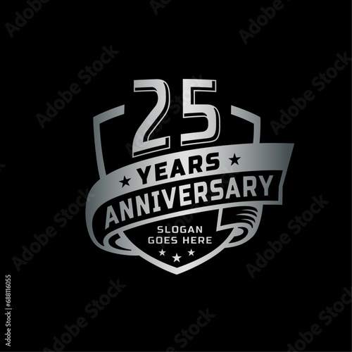 25 years anniversary celebration design template. 25th anniversary logo. Vector and illustration.