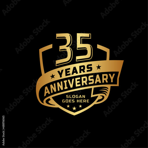 35 years anniversary celebration design template. 35th anniversary logo. Vector and illustration.