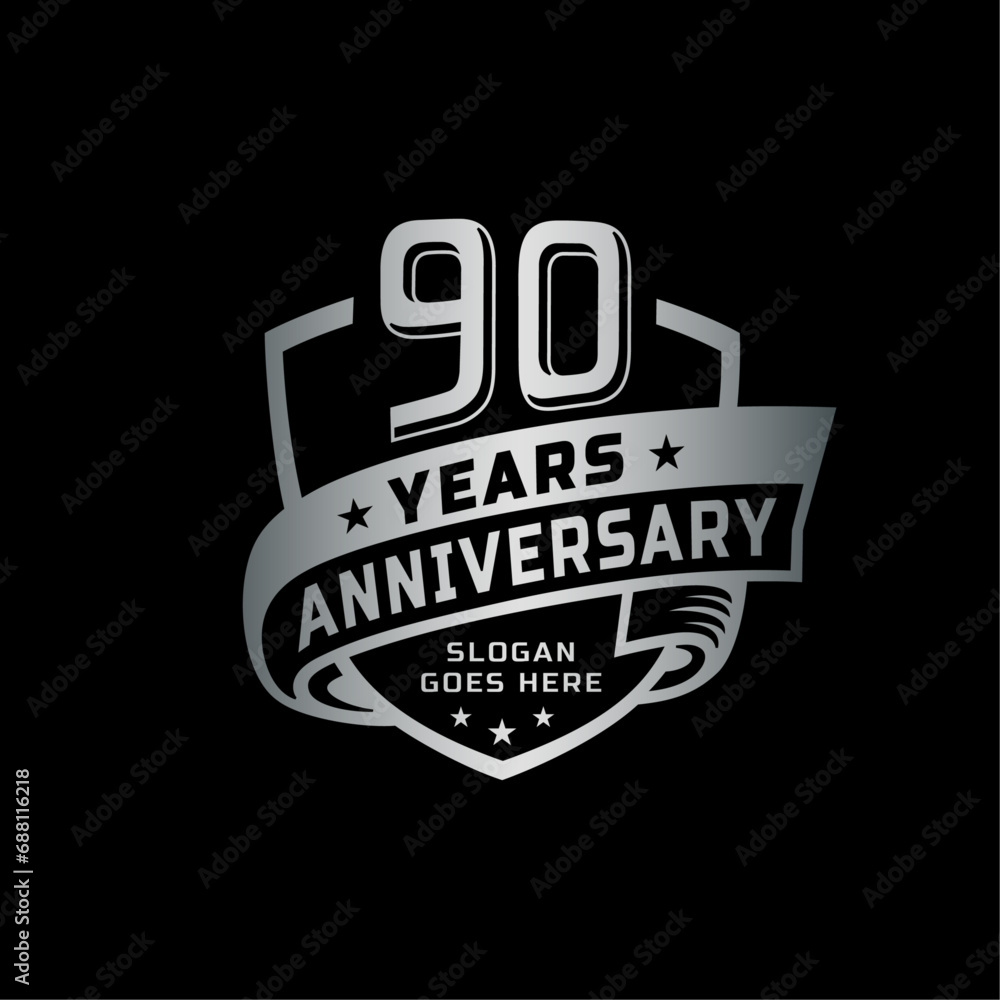 90 years anniversary celebration design template. 90th anniversary logo. Vector and illustration.