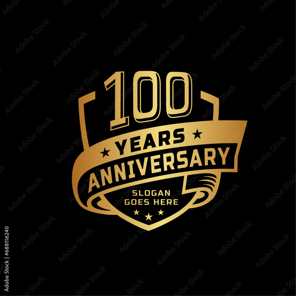 100 years anniversary celebration design template. 100th anniversary logo. Vector and illustration. - obrazy, fototapety, plakaty 