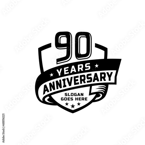 90 years anniversary celebration design template. 90th anniversary logo. Vector and illustration.