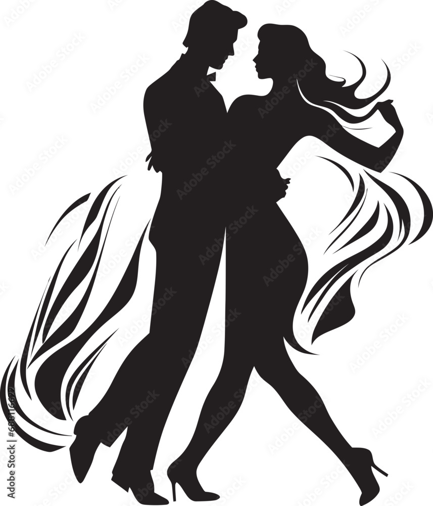 Elegant Waltz Iconic Dance Design Enchanted Steps Couple Logo Illustration