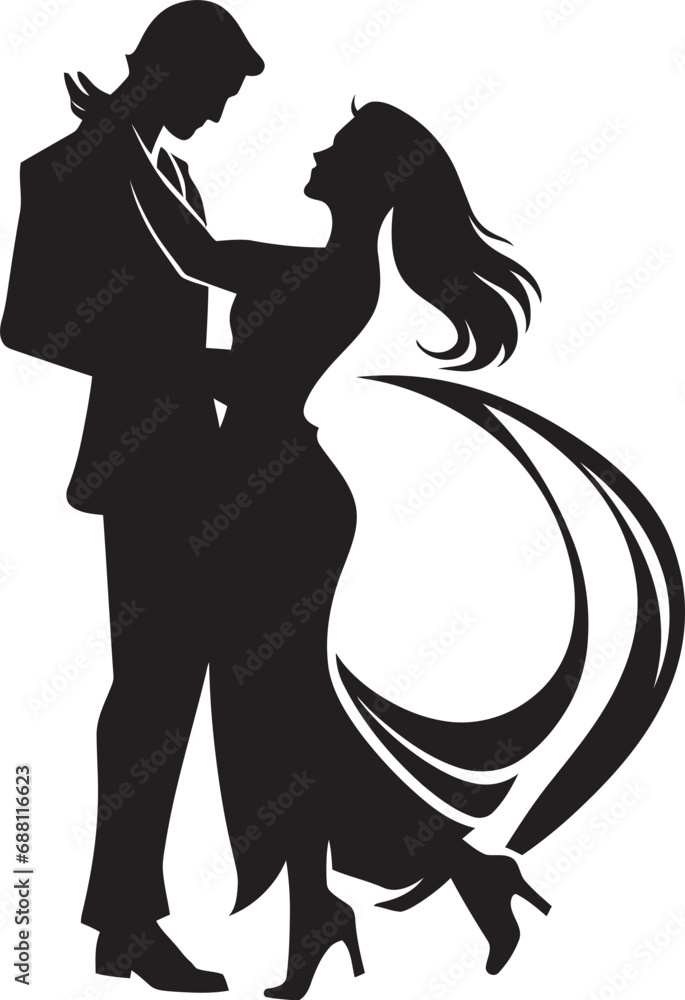Ballroom Bliss Dancing Couple Vector Illustration Poised Pas de Deux Iconic Dance Symbol