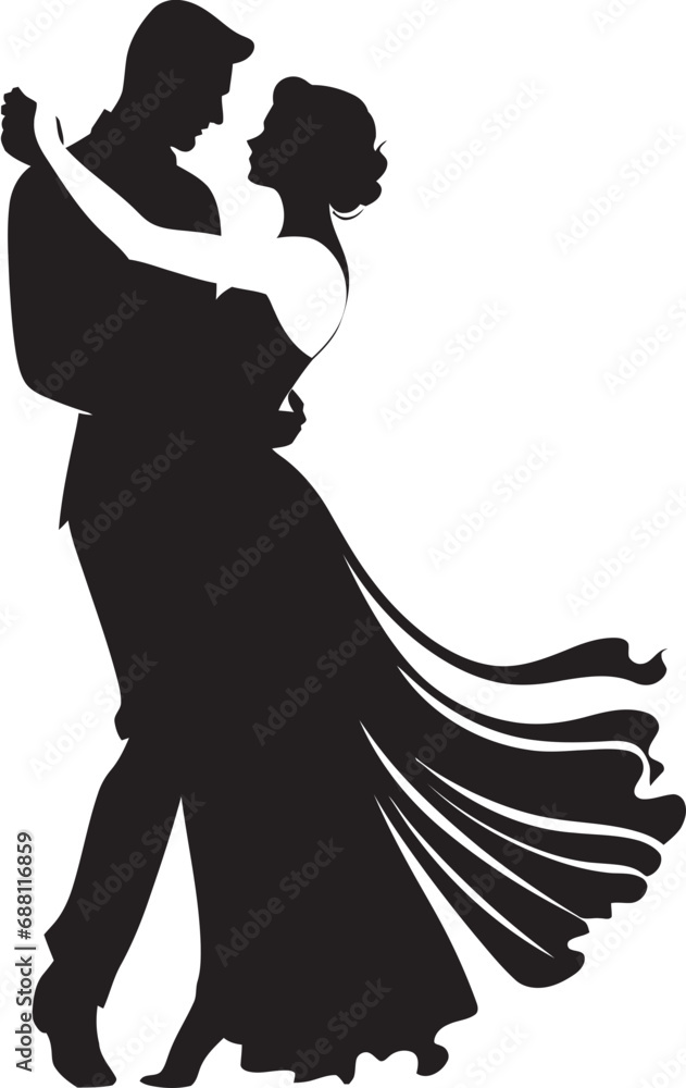 Enchanted Embrace Couple Logo Image Rhythmic Reverie Iconic Dance Emblem
