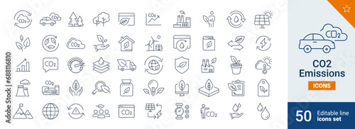 Co2 icons Pixel perfect. Ecology, tree, energy, ....