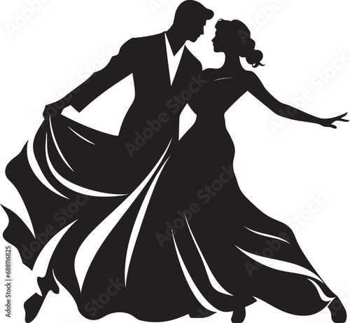 Enchanting Embrace Iconic Dance Emblem Rhythmic Reverie Dancing Couple Emblem Design