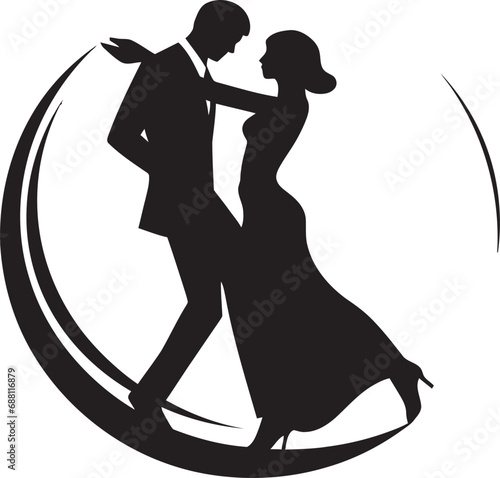 Whirlwind Waltz Dancing Couple Emblem Design Enchanted Embrace Dance Logo Icon