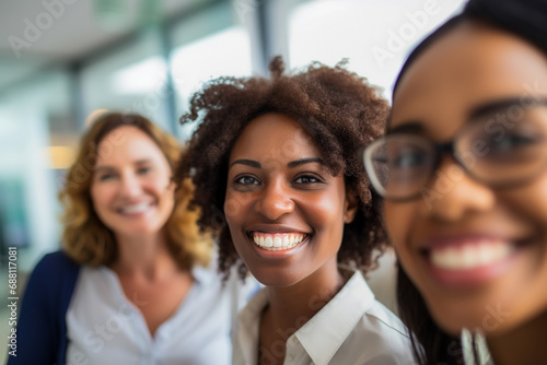 Funcionários felizes se reúnem para mostrar a beleza da diversidade, diferentes origens e culturas no local de trabalho. photo