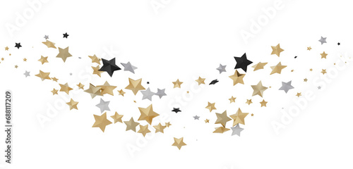 Gilded Wonders Unleashed: 3D Gold Stars Rain Illustration Mesmerizes Viewers