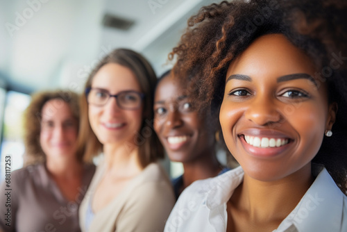 Funcionários felizes se reúnem para mostrar a beleza da diversidade, diferentes origens e culturas no local de trabalho. photo