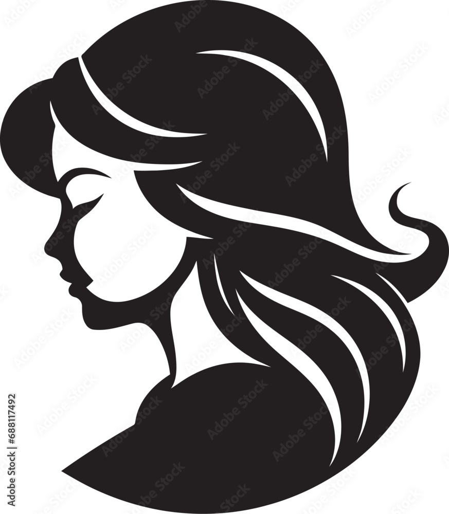 Obraz premium Radiant Innocence Girl Face Vector Symbol Captivating Contours Iconic Girl Face Emblem