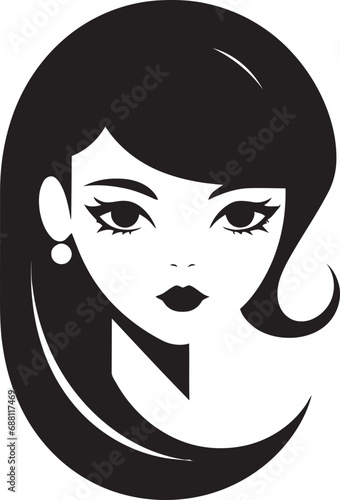 Lovely Profile Girl Face Vector Emblem Youthful Glow Girl Face Icon Illustration