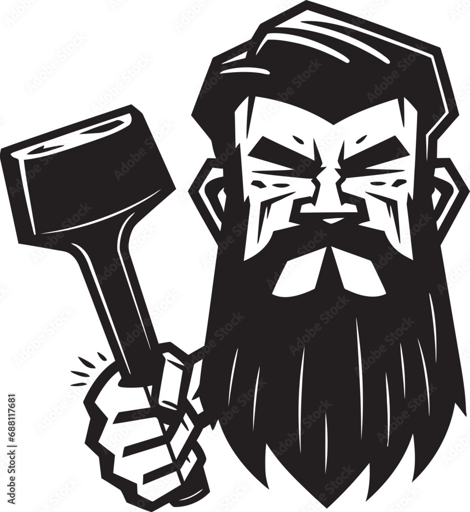 Hammers Legacy Iconic Man Vector Icon Heroic Hammerstrike Hammer Mans Design