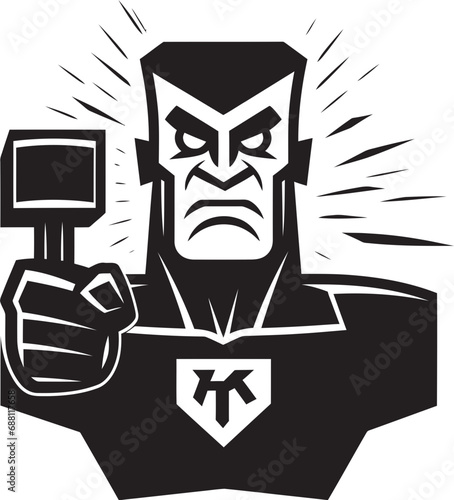 Thunderous Vigilance Iconic Hammer Man Image Mjolnirs Legacy Hammer Man Vector Icon