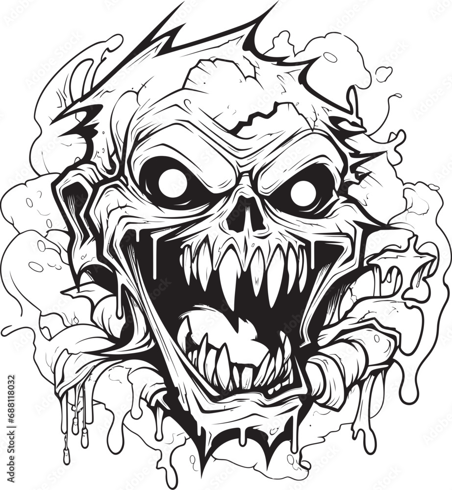 Obraz premium Malevolent Visage Lineart Monster Illustration Dark Abomination Terrifying Lineart Fiend Image